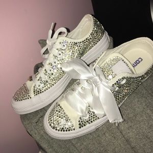 Custom full bling white converse